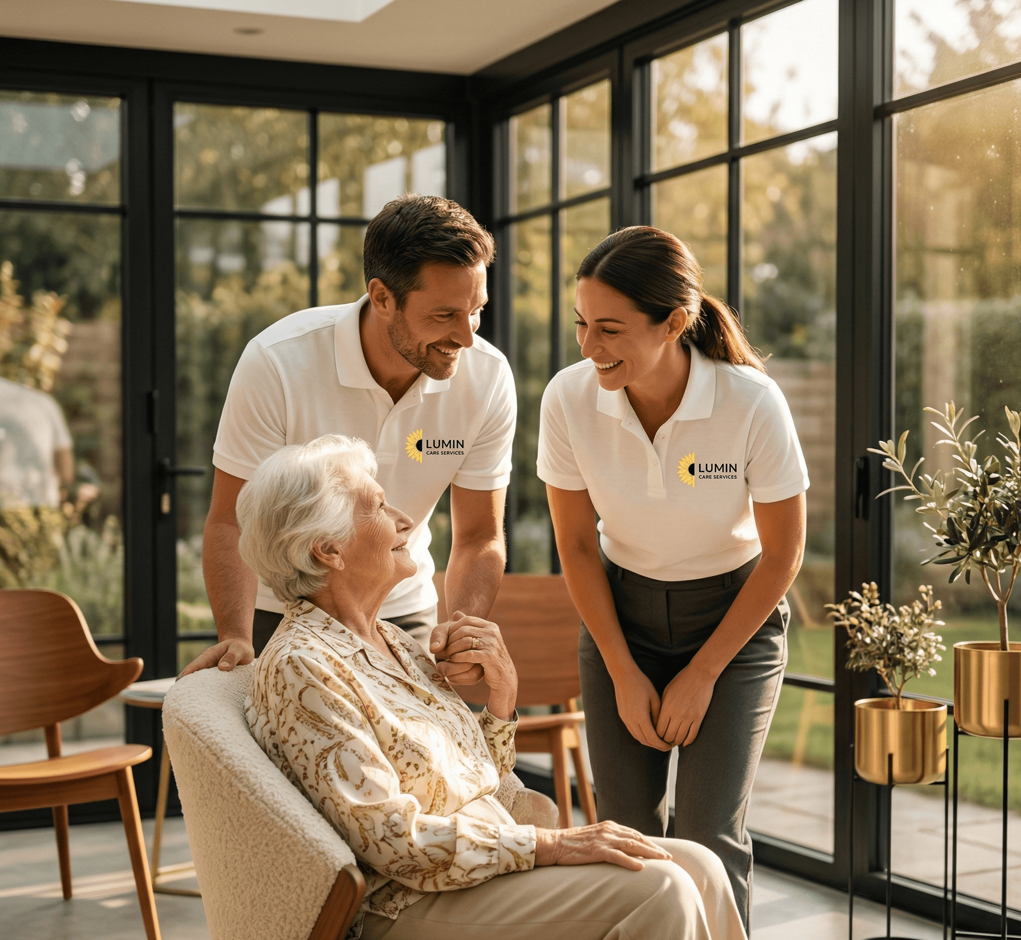 Compassionate caregiver with participant